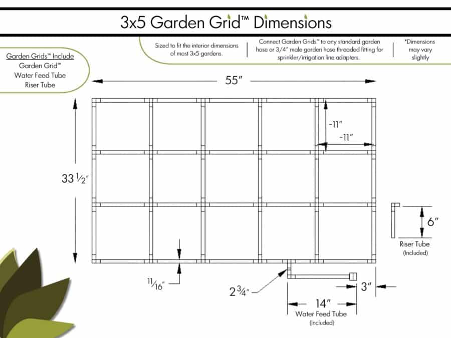 3x5 Garden Grid - Dimensions
