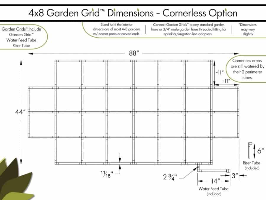 4x8 Garden Grid Cornerless - Dimensions